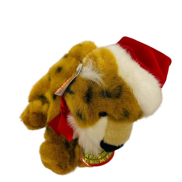 Fiesta Santa Hat Leopard Tiger Plush Voice Activated Soft Cuddly Toys 10" Red Br - Picture 11 of 12